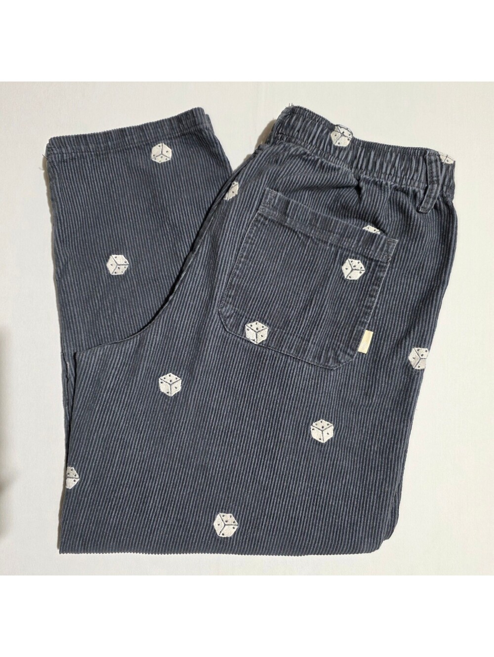Urban Outfitters UO Embroidered Dice Corduroy Pants Gray Wash Size Large Skater